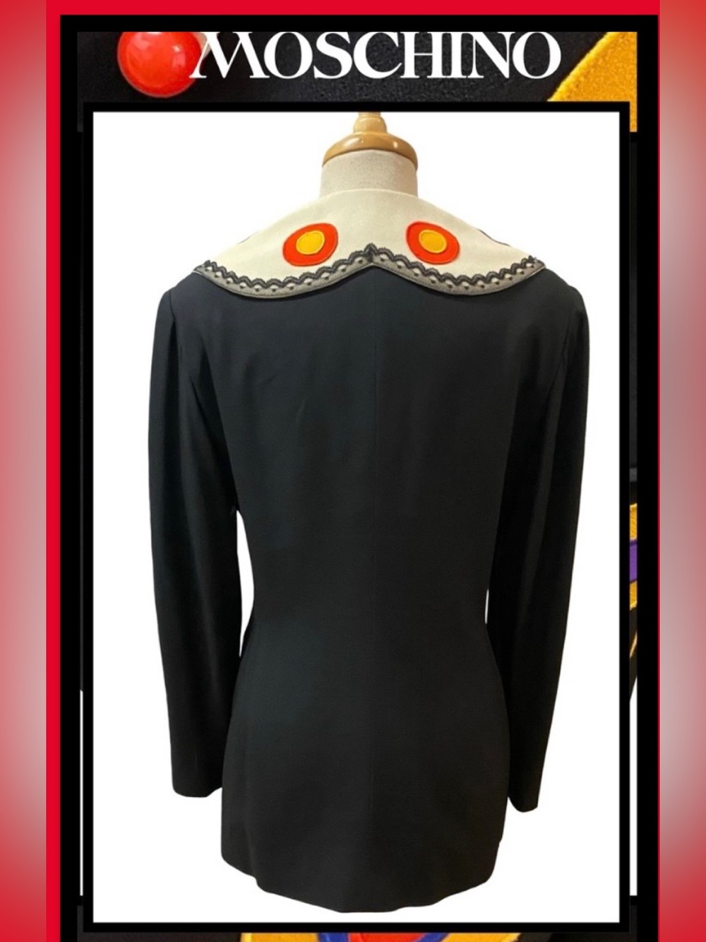 MOSCHINO Cheap & Chic Italy Black Butterfly Jacket Sz 46/12 ( fits like a 10) - Picture 3 of 10